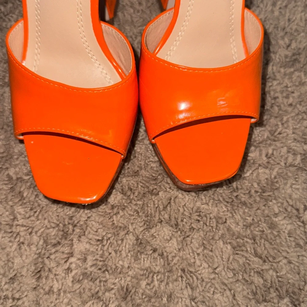 Chase + Chloe Orange Platform Mule Heels Size 5.5